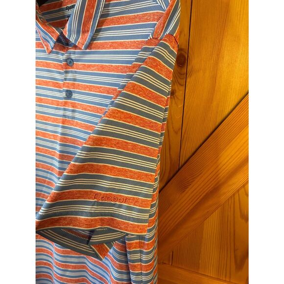 Reebok Mens Short Sleeve Golf Performance Polo Blue Red Striped Size 2XL (5305) - Picture 2 of 5